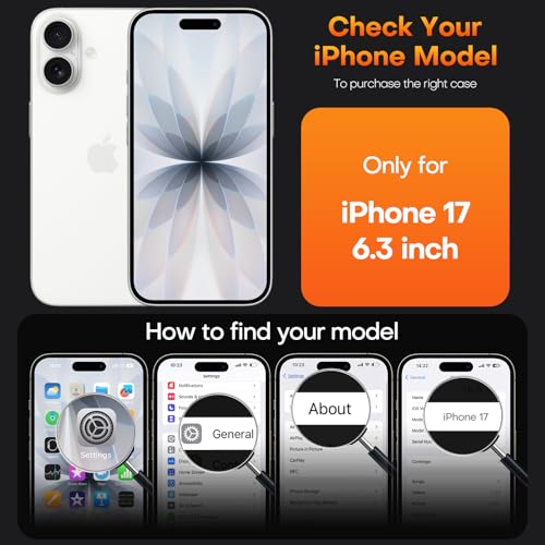 TAURI for iPhone 17 Case, Anti-Yellowing with Screen Protector, Military-Grade Protection Shockproof Slim Phone Case for iPhone 17, Grey - color: E-Titanium