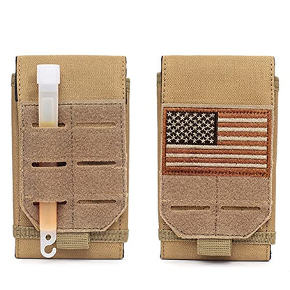 Universal Tactical Molle Phone Pouch Cellphone Holder | Mobile Holster Belt Smartphone Pouch for iPhone 17 Pro Max/Air/17 Pro/ iphone17/16 /15 /14 /13/12 Pro Max/iphone 16/15/14Plus - color: TAN