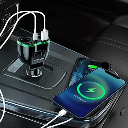 SUPERONE 180W 2-Socket Cigarette Lighter Splitter with QC3.0 & 20W PD USB C - color: Green