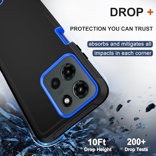 for Motorola Moto G 2026/2025 Case,Moto G Play 2026 Case,with Belt Clip Holster,2X Screen Protector,Heavy Duty Military Grade Full Body Shockproof Dust-Proof Rugged Protective Cover (Blue) - color: Black/Blue