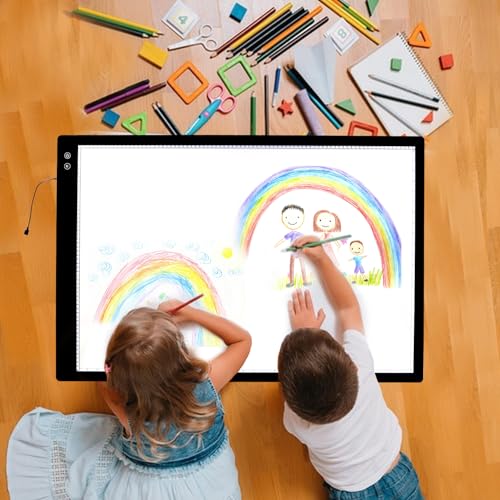 YINGWOND A1 Large Rechargeable Light Pad,Diamond Art Light Board with 3 Color Modes,6 Levels and Stepless Dimming,Battery Powered Light Box for Tracing,Diamond Painting,Drawing,Sketching - style: Rechargeable-A1