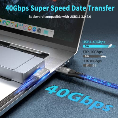 USB4 Cable, with Thunderbolt 4, 240W Charging, 40 Gbps Data Cable, 8K @ 60Hz HDR, USB C to USB C Cable, 90Degree for Hub, Dock MacBook, M2, M3, Mac SSD (90Degree USB4 40G 240W 0.5M) - size: 90Degree USB4 40G 240W 0.5M