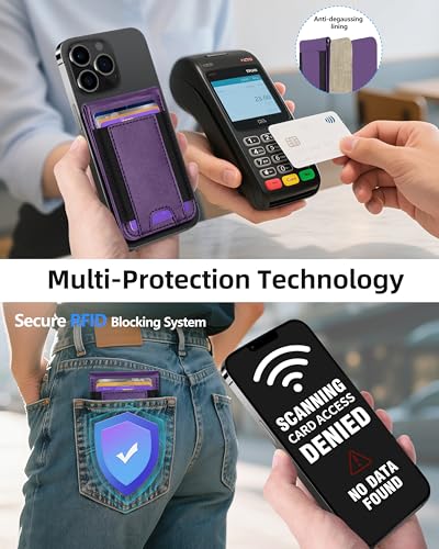 for MagSafe Wallet with Money Clip, Adjustable Stand, 8 Card Holder | ID Window, Stronger Magnetic Wallet for iPhone 17/16/15/14/13/12 Series, RFID Blocking, for iPhone Wallet, Purple - color: Purple