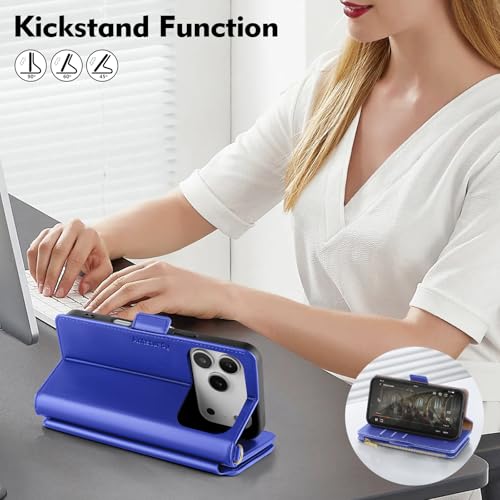 Antsturdy for iPhone 17 Pro Phone Wallet Case Women,Purple Blue | RFID Blocking,with Credit Card Holder Slots,PU Leather Purse,Zipper Pocket,Wrist Strap Kickstand,Flip Folio Cover for Men - color: Purple Blue