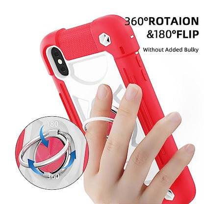 MARKILL Compatible with iPhone X/iPhone Xs Case 5.8 Inch with Ring Stand, Heavy-Duty Military Grade Shockproof Phone Cover for iPhone X/XS. Hot Pink - color: Hot Pink, size: iPhone X/iPhone XS 5.8"