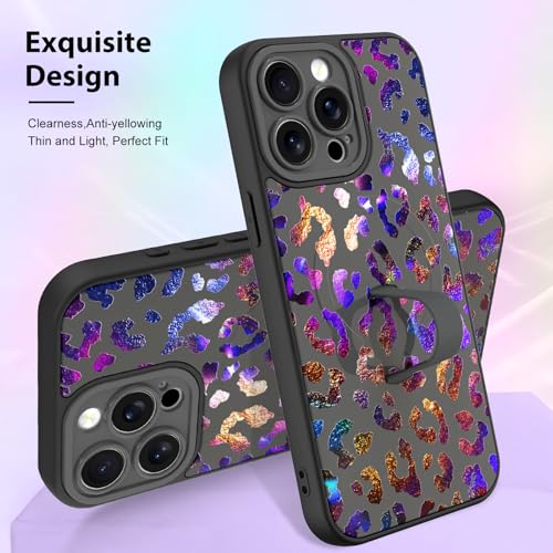KANGHAR Compatible with iPhone 15 Pro Max Case Leopard Pattern -Black - color: Black-Leopard(Iridescent), size: iPhone 15 Pro Max