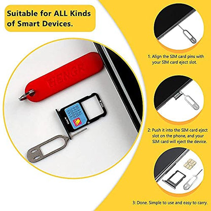 6Pcs SIM Card Removal Tool-Sim Card Tray Pin Eject Removal Tool Needle Opener Ejector,with Removable Key Chain,Black+Red, 500169860A1