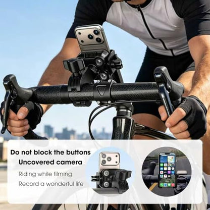 Anti-Vibration Bike Phone Holder for Rearview Mirror & Handlebar[Camera Friendly],Shockproof Motorcycle Phone Mount with Quick Lock, Fit iPhone & All Android Phone for Electric Scooter/E-Bike
