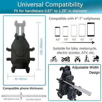 Motorcycle Phone Mount with Rain Cover & Vibration Dampening