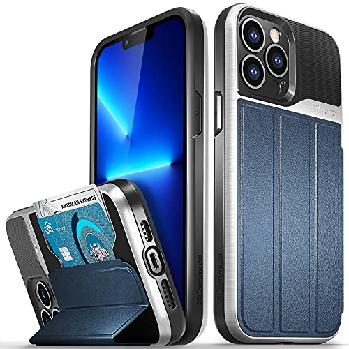VENA Wallet Case Compatible with Apple iPhone 13 Pro Max (6.7"-inch), vCommute (Military Grade Drop Protection) Flip Leather Cover Card Slot Holder with Kickstand (Blue) - color: Blue, size: iPhone 13 Pro Max
