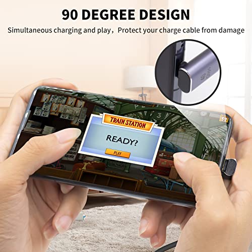 Poyiccot USB C Right Angle Adapter Set 3 Pack, 90 Degree USB C Angle Adapter, 40Gbps Type C Extender PD 100W USBC Male to Female Angled Extension for Laptop, Steam Deck, MacBook, Mobile Phone - style: usb c 90 degree 3pack