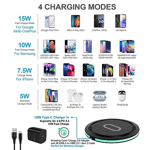 15W Samsung Wireless Charger Pad Fast Charging for Galaxy Z Flip Fold 8/7/6
