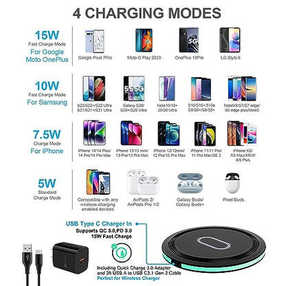 15W Samsung Wireless Charger Pad Fast Charging for Galaxy Z Flip Fold 8/7/6