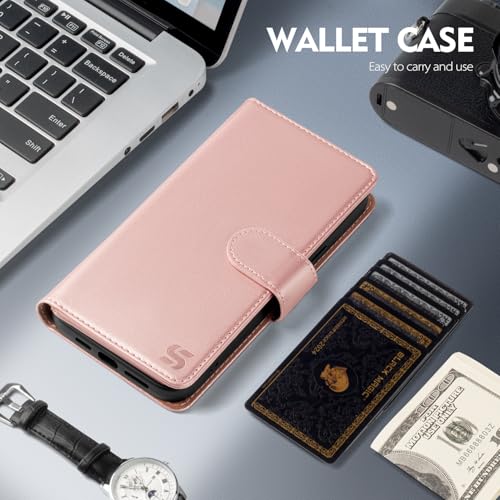 Shieldtop Compatible with Samsung Galaxy A03S US Wallet Case with Card Holder,RFID Blocking PU Leather Phone Case Folio Flip Shockproof TPU Protective Cover Credit Card Slots Women Men,Rose Gold - color: Rose Gold