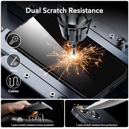 ESR 3+1 Pack for iPhone 15 Pro Screen Protector, Align Frame