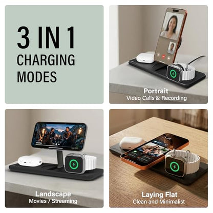 Nimble Podium 3-in-1 Wireless Charging Station for Apple, Qi2-Certified