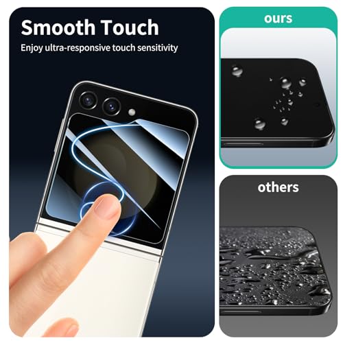 Privacy Screen & Camera Lens Protector for Samsung Galaxy Z Flip5, Double Shatterproof Anti-Spy Tempered Glass, Private Black Protection, 9H Hardness Anti-Scratch Case-Friendly, 3 Pack Each - color: Flip5 Black