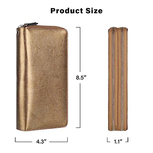 Small Compact Women Wallet RFID Blocking Genuine Leather Bifold Purse with ID Windows - color: 2-waxed Shine Brown, size: One Size