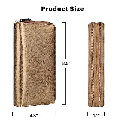 Small Compact Women Wallet RFID Blocking Genuine Leather Bifold Purse with ID Windows - color: 2-waxed Shine Brown, size: One Size
