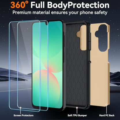 for Samsung Galaxy A17 Case : Shockproof Phone Cover with HD Screen Protector,Hybrid Protective Military-Grade Drop Protection for Galaxy A17 5g / A16 5g & A26 Phone Case(Golden) - color: Golden