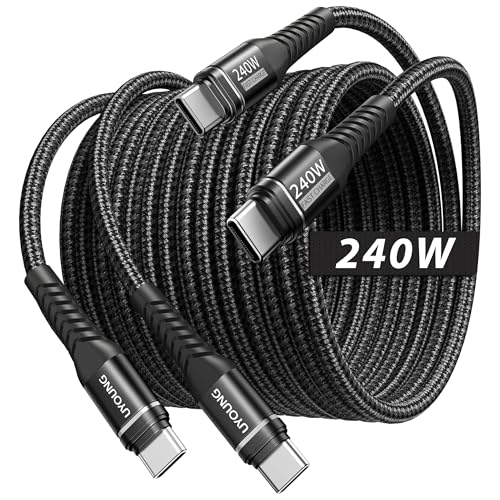 USB C Cable 10FT 2Pack, 240W USB C to USB C Cable Fast Charging Long Phone - color: Black, size: 10FT, style: 240W USB C to USB C