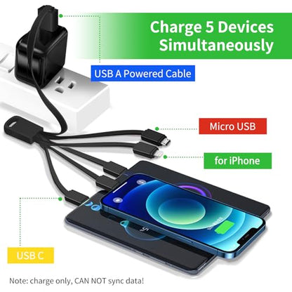 Multi Charging Cable Short with 2x Lighting 2x USB-C 1x Micro USB, 2Pack - color: Black