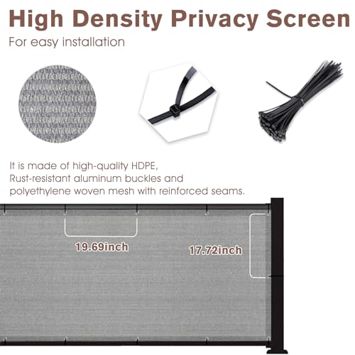 SUNNY GUARD 3' x 16' Balcony Privacy Screen, HDPE Patio Railing Cover Fence - color: Brown-grey, size: 0 3' x 1 6'
