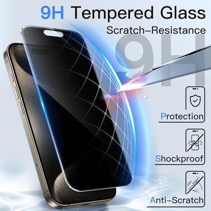 JETech 360° Privacy Screen Protector for iPhone 15 Pro Max, 2-Pack - size: iPhone 15 Pro Max