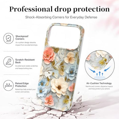 Case Compatible with iPhone 17 Pro Max, 2025 Anti-Yellow Ultra Transparent Soft TPU Phone Case, Shockproof Anti-Slip Slim Lightweight Full Coverage Protective (Flowers 1) - color: Flowers 1