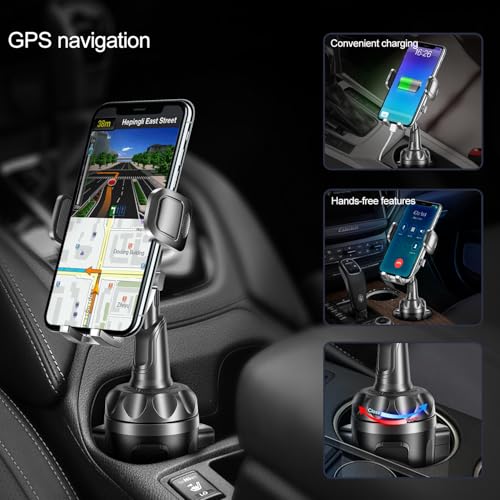 Car Phone Mount, Cup Phone Holder for Car [Secure & Stable] Cup Phone Holder Cell Phone Automobile Cradle for iPhone 16 and More Smart Phone -Black