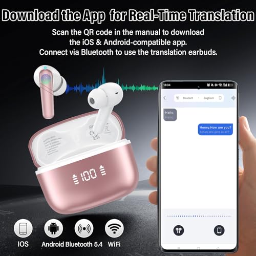 Wireless Earbuds, Bluetooth 5.4 Headphones 48H Playtime Ear Buds, Bluetooth Earbuds Stereo with LED Display, Clear Call, IPX7 Waterproof in Ear Earphones with ENC Mic for Phones/Sports/Laptop, Rose - color: Rose