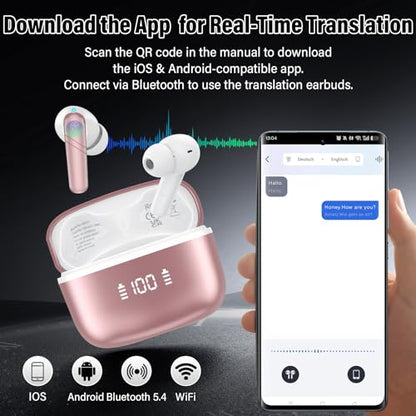 Wireless Earbuds, Bluetooth 5.4 Headphones 48H Playtime Ear Buds, Bluetooth Earbuds Stereo with LED Display, Clear Call, IPX7 Waterproof in Ear Earphones with ENC Mic for Phones/Sports/Laptop, Rose - color: Rose