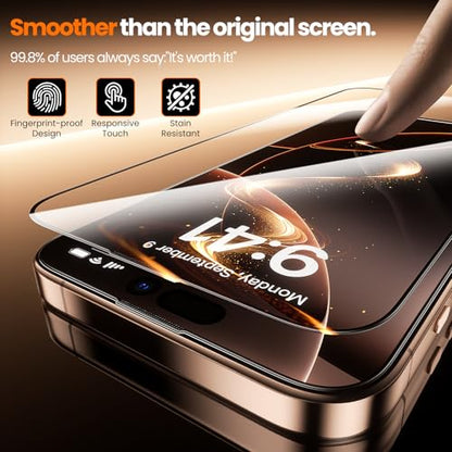 Yriklso 2-Pack for iPhone 16 Pro Screen Protector,Military Grade Shatterproof,Bubble-Dust Free Box,9H+ HD Tempered Glass,Full Coverage,Scratch & Smudge Resistant for iPhone 6.3 inch - size: iPhone 16 Pro（6.1"）