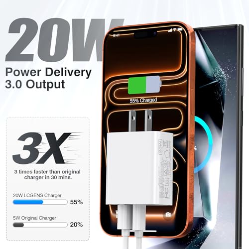 [2 Pack] 20W USB C Charger Block Fast Charging Dual Ports Adapter - color: White