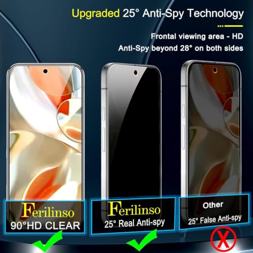 Ferilinso Privacy Screen Protector for Google Pixel 9 Pro, Tempered Glass - size: Google Pixel 9 Pro-6.3 INCH