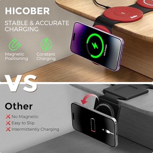 HICOBER 3IN1 Wireless Charging Station for iPhone, Watch, AirPods, Dark Red - color: Dark Red