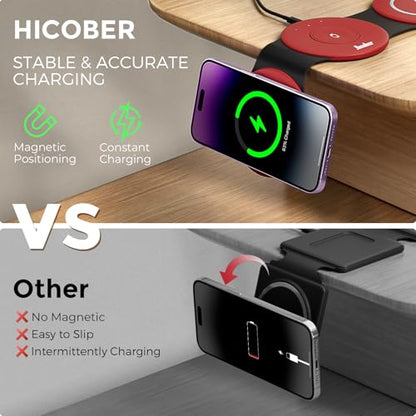 HICOBER 3IN1 Wireless Charging Station for iPhone, Watch, AirPods, Dark Red - color: Dark Red