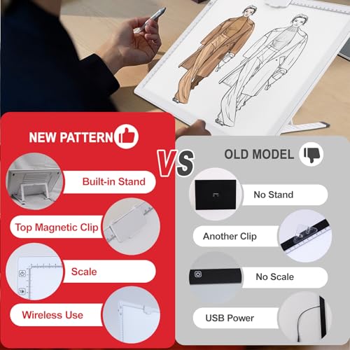 YINGWOND A3 Rechargeable LED Light Pad,Light Box for Tracing with Integrated Stand,3 Light Colors 6 Levels of Brightness and stepless dimming,Light Board for Diamond Painting,Drawing,Artists - style: Rechargeable-A3 White