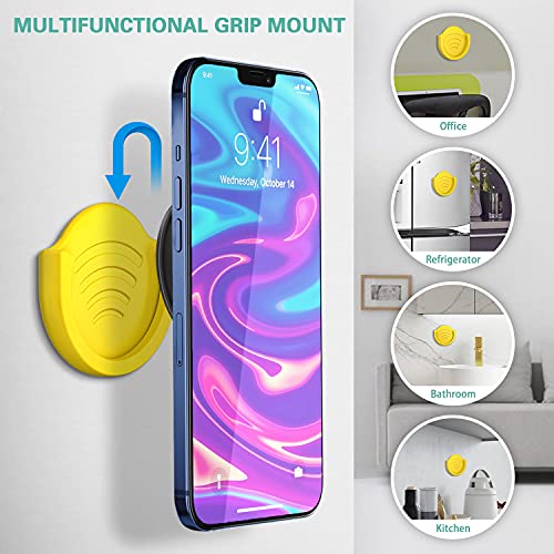 pop-tech 2 Pack Socket Car Mount, Silicone Phone Holder for Collapsible Grip Users with 3M Sticky Adhesive Replacement Used on Wall, Dashboard, Mirror, Desk, Home, Door, Office Yellow - color: Yellow