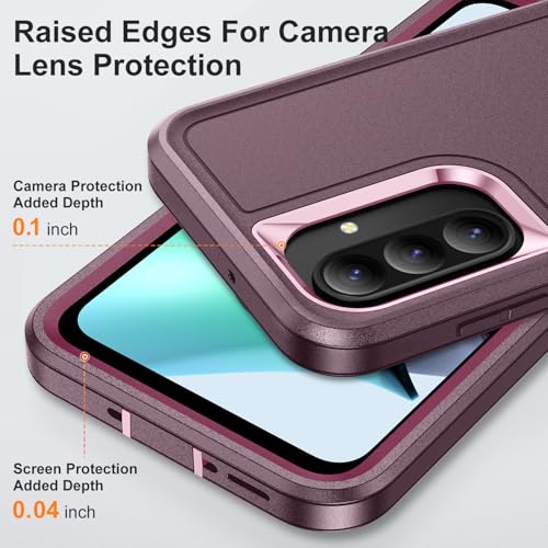 for Samsung Galaxy A26 5G Case with Kickstand Case 3-Layer Military Grade Protective Case Cover Silicone Heavy Duty Rugged Shockproof for Galaxy A26 5G Phone Case (Purple+Pink) - color: Purple+Pink