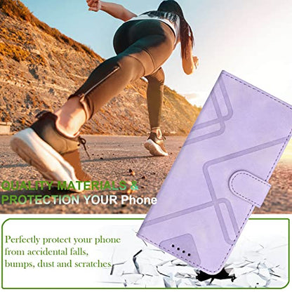 for Samsung S21 Case Wallet Card Holder Strap (Purple) | PU Leather Pattern, Card Slots, Cash Pocket, Kickstand, Magnetic Closure, Flip Cover, TPU Inner, Shockproof Protective - color: Purple