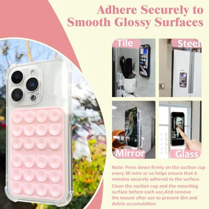 PKYAA Anteel Max - Silicone Suction Phone Case Adhesive Mount, Upgraded Super Strong Grip, Durable, Easy to Use, Hands-Free Sticky Phone Holder for Selfies, Tiktok Videos, 2.56"x3.94" (LPK&WHT) - color: LPK&WHT