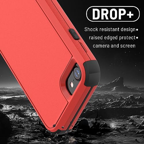 X-belmox Heavy Duty Phone Case for iPhone SE 2022 (3rd Gen) with Glass Screen Protector, 3 in 1 for iPhone SE 2020 Case [Shockproof] Rugged Protective [Drop Proof] iPhone 7/8 case 4.7" -Red/Black - color: Red/Black