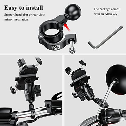 BRCOVAN 5 Pack, Aluminum Alloy Handlebar Mount Base with 1'' TPU Ball - style: R3-Set of 5