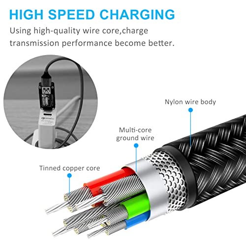Travel Essentials, 4 in 1 Multi Charging Cable 2Pack 6.6ft Multiple Charger Cord USB A to USB C/Micro USB Connector for Cell Phone/Tablets/Galaxy/Pads and More