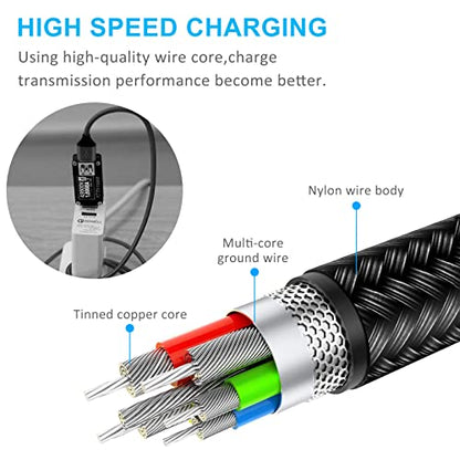Travel Essentials, 4 in 1 Multi Charging Cable 2Pack 6.6ft Multiple Charger Cord USB A to USB C/Micro USB Connector for Cell Phone/Tablets/Galaxy/Pads and More