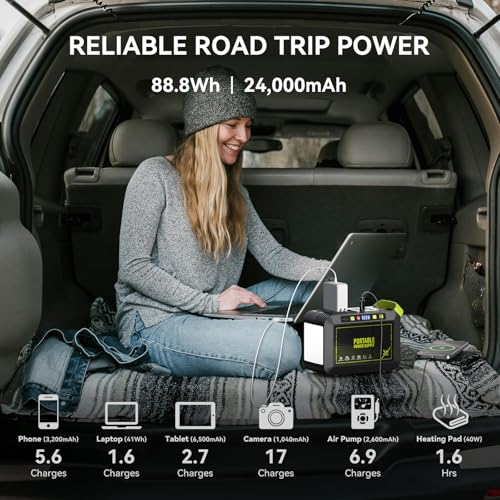 MARBERO Solar Powered Generator 88Wh, 120W Surge with 21W Solar Panel Kit - color: Green Black