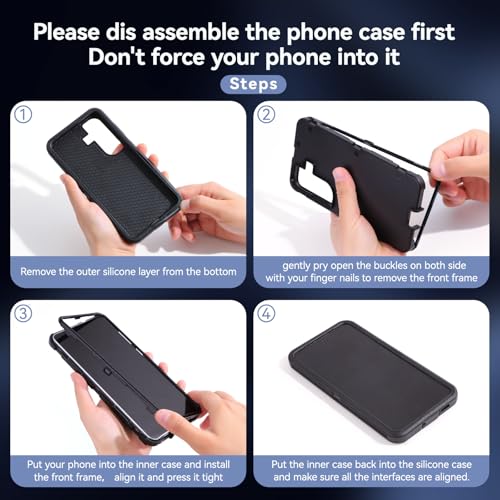 DUEDUE for Samsung Galaxy S26 Plus Case with Belt Clip Holster Shockproof 3-Layer Heavy Duty Kickstand Cover Full Body Protective Rugged Phone Case for Samsung S26 Plus 6.7", Black - size: for Samsung S26 Plus 6.7"