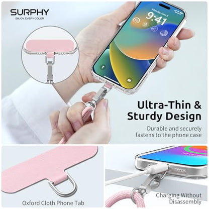 SURPHY Phone Lanyard Crossbody, Phone Strap Crossbody with 2 Tether Tabs - color: Pink