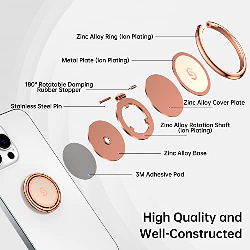 Syncwire Cell Phone Ring Holder Stand, 360 Degree Rotation Finger Ring Kickstand with Polished Metal Phone Grip for Magnetic Car Mount Compatible with iPhone, Samsung, LG, Pixel - Rose Gold - color: Rose Gold, size: 1 Pack